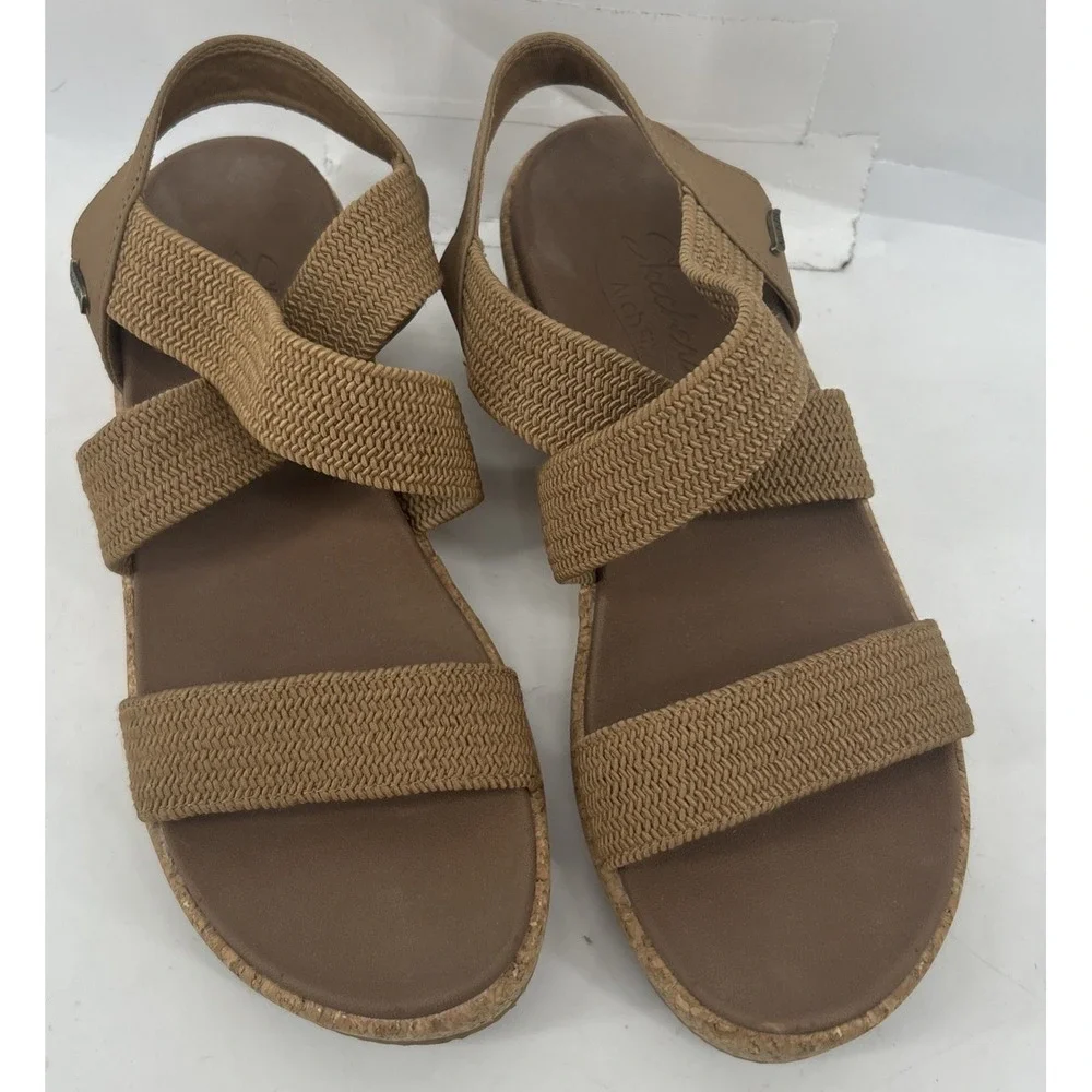 Skechers Arch Fit Beverlee Love Stays Wedge Sandals‎ Tan Women's Size 10